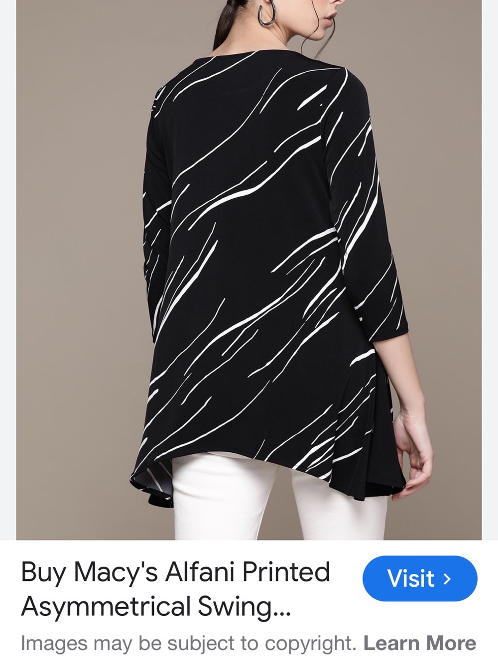 Alfani Black and White Abstract Swing Tunic. Women’s size XXL.